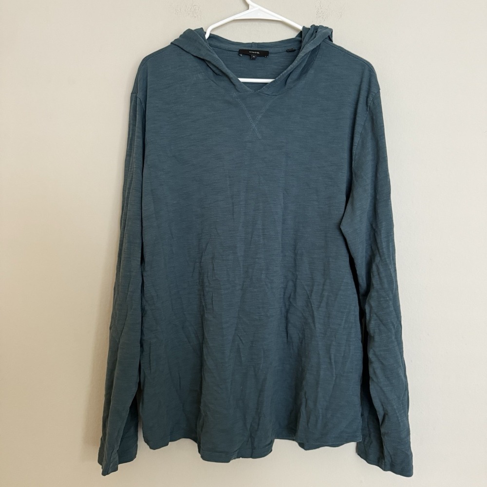 Vince Men's 100% Cotton Pullover Hoodie Sweatshirt Navy Blue • XL